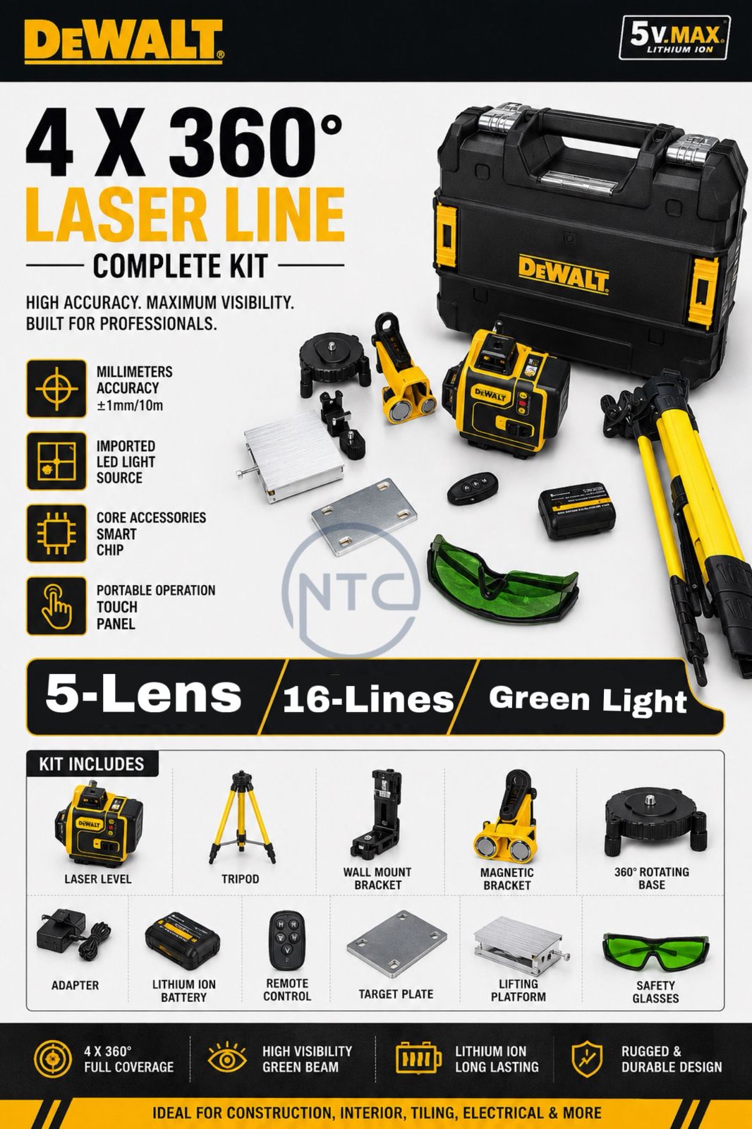 DeWALT 16 Line Laser Level With Remote Control
